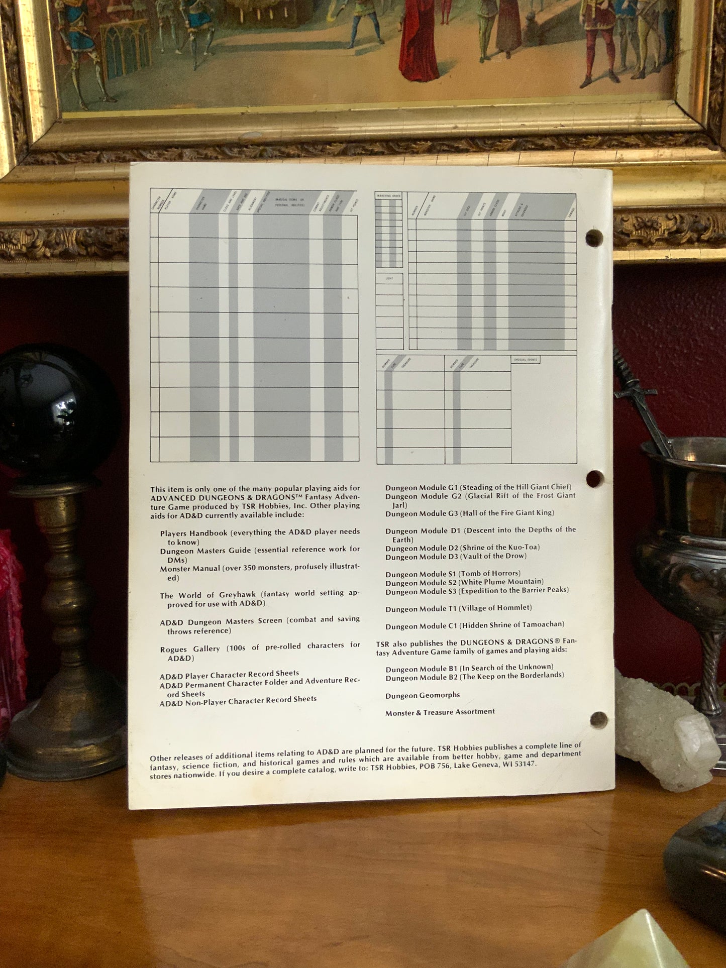 Advanced D&D Dungeon Masters Adventure Log -TSR Games 9036