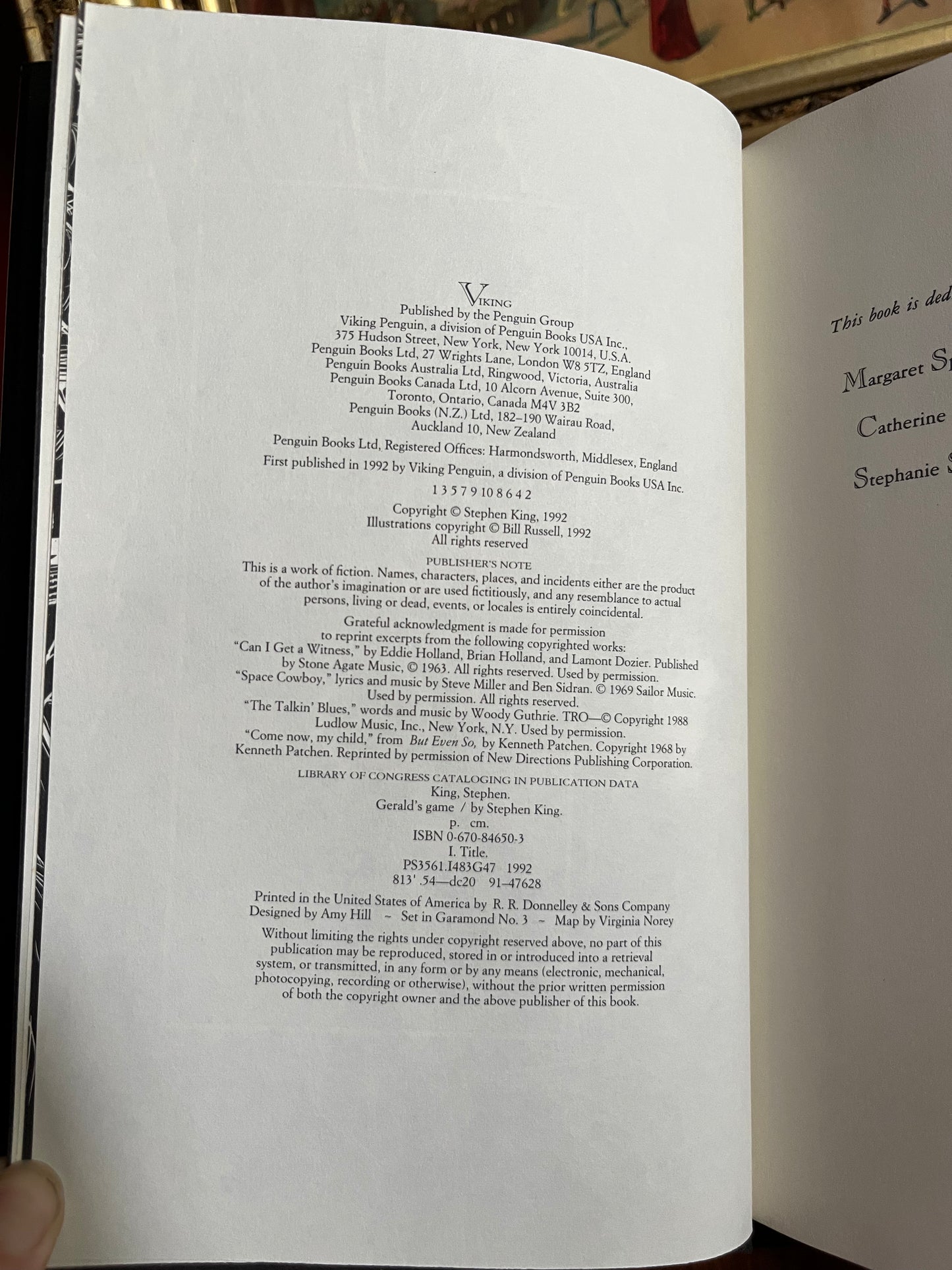 Gerald's Game by Stephen King - First Edition First Printing