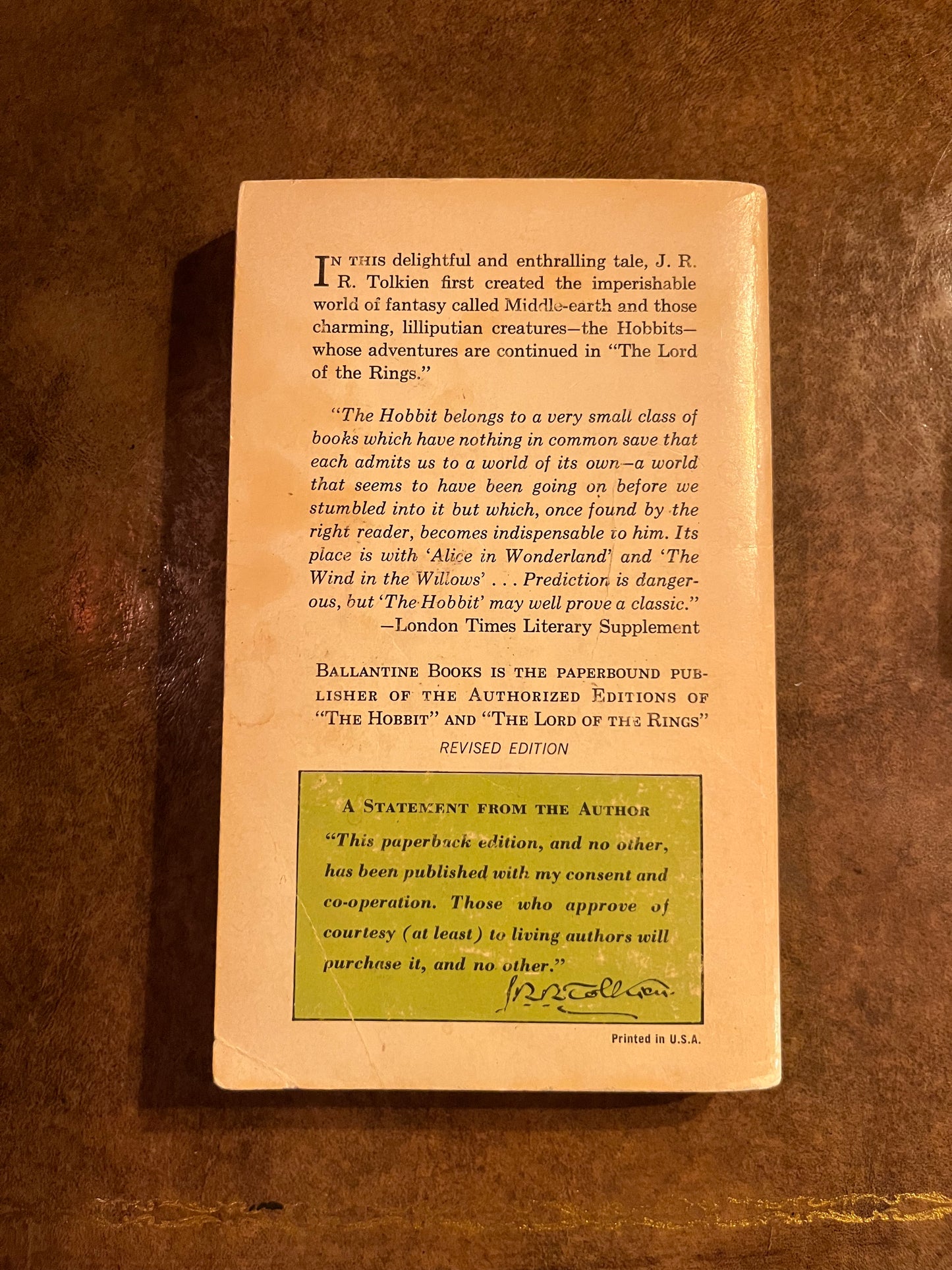 The Hobbit by J.R.R. Tolkien - 1966 Revised Ballantine Books edition - Paperback