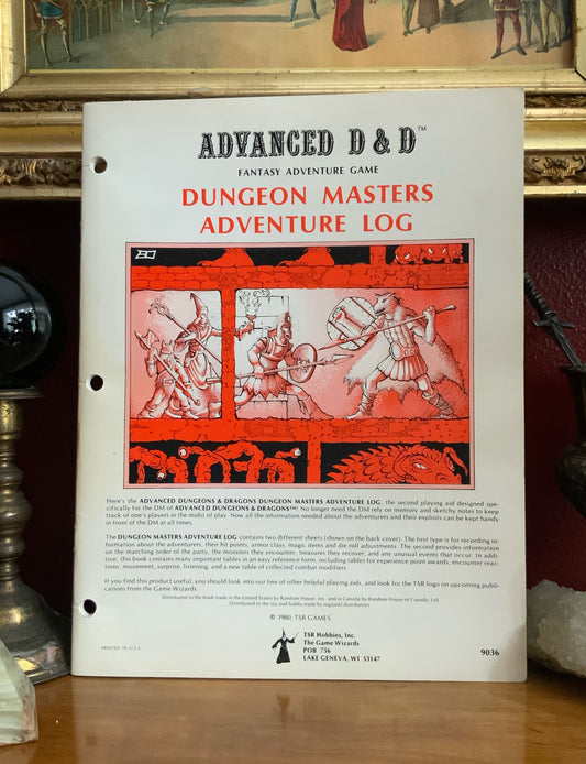 Advanced D&D Dungeon Masters Adventure Log -TSR Games 9036