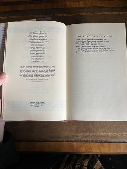 Lord of the Rings Three Volume Set - London Revised Second Edition 1970