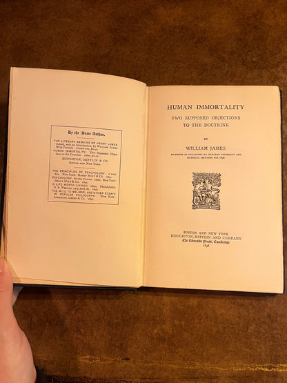 Human immortality by William James - 1898 First Edition